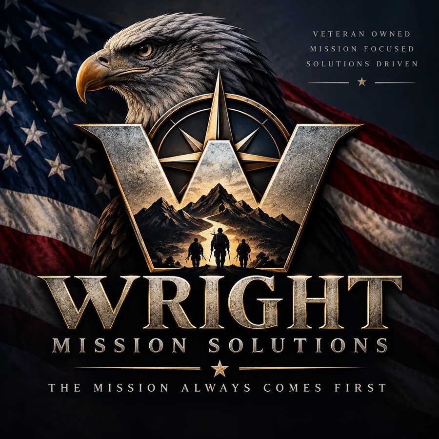 Wright Mission Solutions emblem: an eagle and American flag behind a gold W, with the line The Mission Always Comes First